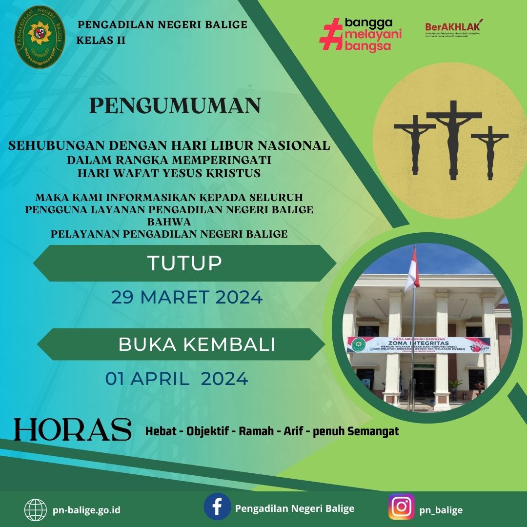 PENGUMUMAN HARI LIBUR WAFAT YESUS KRISTUS